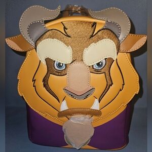 LOUNGEFLY DISNEY BEAST WINTER BEAST COSPLAY MINI BACKPACK~ TAGS~ NEW~